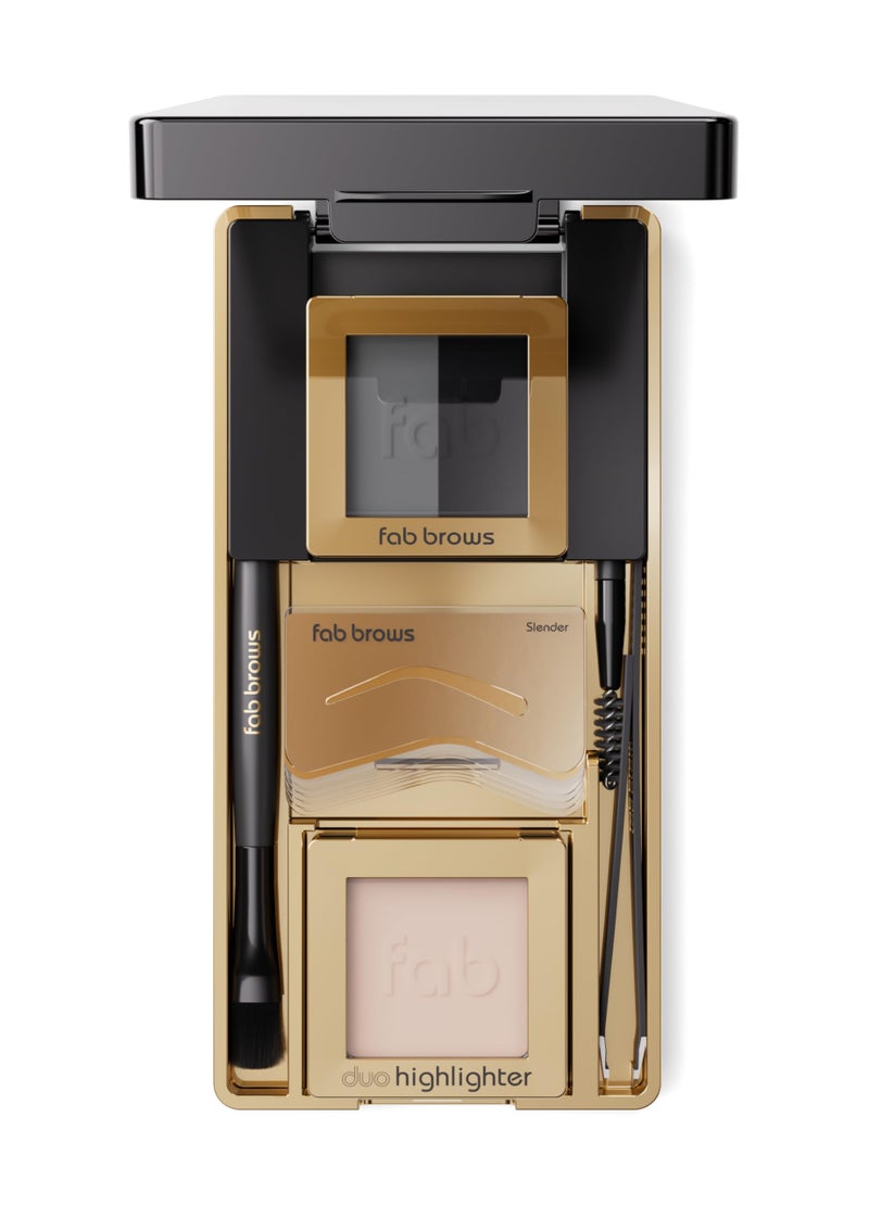 مجموعة أدوات رسم الحواجب Fab Brows LUX Duo مع قوالب الحواجب